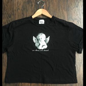 Black angel baby tee for teens